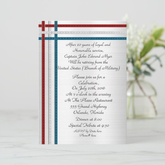 愛国的軍隊退職パーティの招待状 招待状 (スタンド正面)