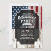 愛国的軍隊退職米国国旗の素朴木材 招待状 (正面)