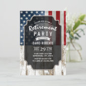 愛国的軍隊退職米国国旗の素朴木材 招待状 (スタンド正面)