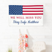 愛国的軍隊遠くにパーティー米国国旗 横断幕 (インサイチュ)