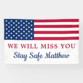 愛国的軍隊遠くにパーティー米国国旗 横断幕 (横)