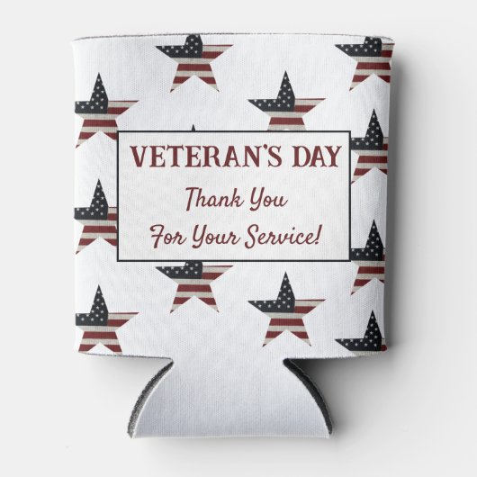 愛国的退役軍人の日米国国旗の星 缶クーラー (正面)