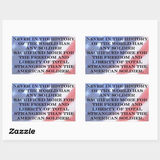 愛国的退役軍人兵士アメリカ国旗引用文 長方形シール (シート)