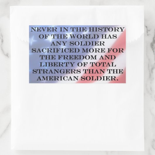 愛国的退役軍人兵士アメリカ国旗引用文 長方形シール (バッグ)