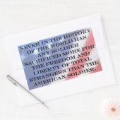 愛国的退役軍人兵士アメリカ国旗引用文 長方形シール (封筒)