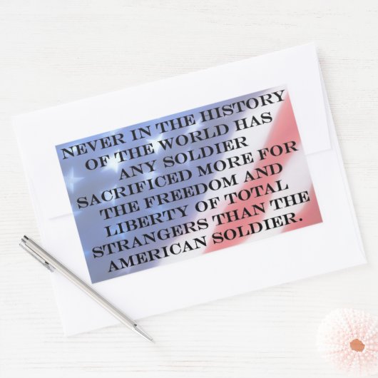 愛国的退役軍人兵士アメリカ国旗引用文 長方形シール (封筒)