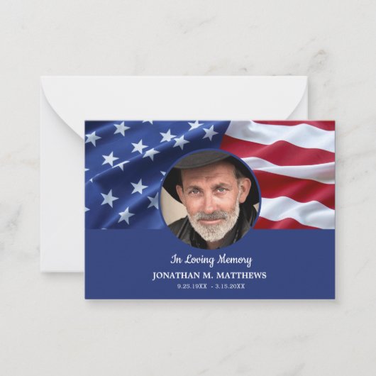 愛国的退役軍人旗葬儀メモリアルありがとう ノートカード (正面)