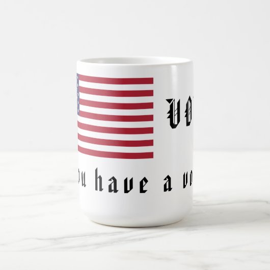 愛国的選挙の投票アメリカ合衆国国旗の変更 コーヒーマグカップ (中央)