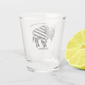 愛国的金ゴールドバイソンデザイン ショットグラス (裏面)