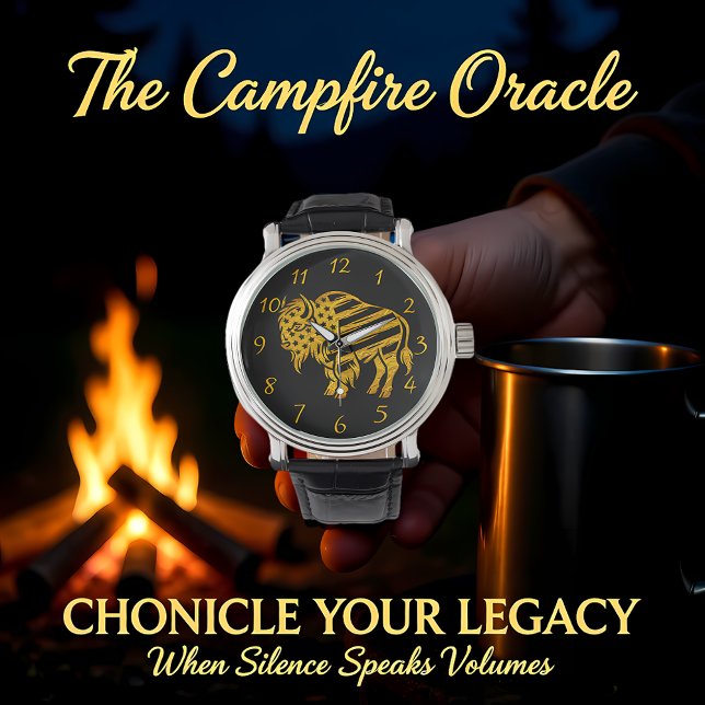 愛国的金ゴールドバイソンデザイン 腕時計 (クリエイターアップロード済み)