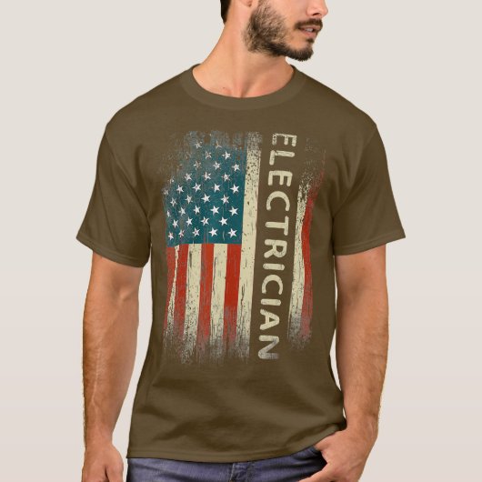 愛国的電気技師ギフトアメリカおもしろい国旗 Tシャツ (正面)