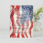 愛国的鮮やかなアメリカ国旗の誕生日パーティー 招待状 (スタンド正面)