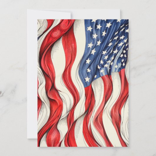 愛国的鮮やかなアメリカ国旗の誕生日パーティー 招待状 (裏面)