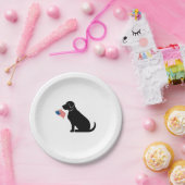 愛国的黒犬シルエットアメリカ国旗 ペーパープレート (パーティー)