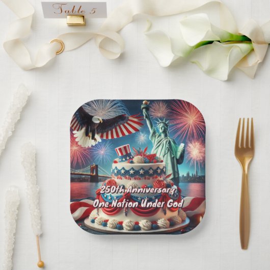 愛国的250周年記念アメリカ誕生日 ペーパープレート (ウェディング)