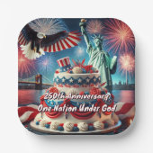 愛国的250周年記念アメリカ誕生日 ペーパープレート (正面)