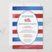 愛国的40th赤白青サプライズ誕生日 招待状 (正面)