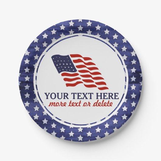 愛国的7月4日アメリカ合衆国国旗カスタム ペーパープレート (正面)