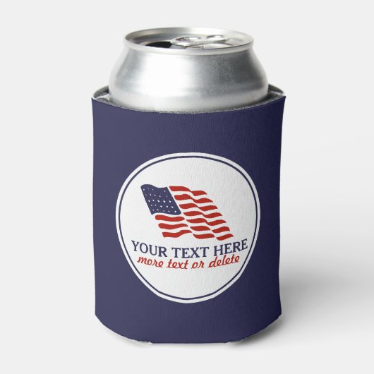 愛国的7月4日アメリカ合衆国国旗カスタム 缶クーラー (缶正面)