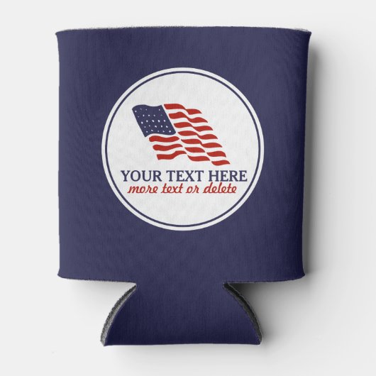愛国的7月4日アメリカ合衆国国旗カスタム 缶クーラー (正面)
