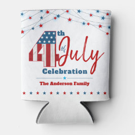 愛国的7月4日アメリカ国旗の赤白青星 缶クーラー
