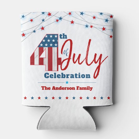 愛国的7月4日アメリカ国旗の赤白青星 缶クーラー (裏面)