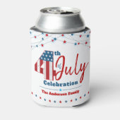 愛国的7月4日アメリカ国旗の赤白青星 缶クーラー (缶裏面)