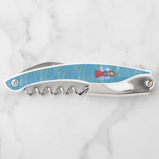 愛国的7月4日エンジェルアメリカ国旗の金ゴールド星 ソムリエナイフ (裏面)