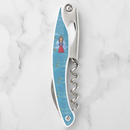 愛国的7月4日エンジェルアメリカ国旗の金ゴールド星 ソムリエナイフ (裏面)