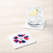 愛国的7月4日バーベキューフローラ赤白青 スクエアペーパーコースター (インサイチュ)