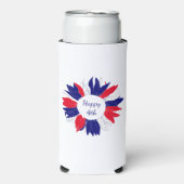 愛国的7月4日バーベキューフローラ赤白青 スリム缶クーラー (Seltzer正面)