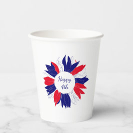愛国的7月4日バーベキューフローラ赤白青 紙コップ