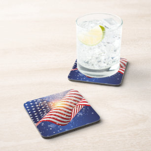 愛国的7月4日プラスチックコースターセット コースター