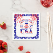 愛国的7月4日独立記念日お祝い スタンダードカクテルナプキン (インサイチュ)