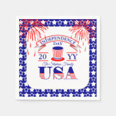 愛国的7月4日独立記念日お祝い スタンダードカクテルナプキン (正面)
