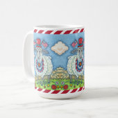 愛国的7月4日羊おもしろいフォーク芸術 コーヒーマグカップ (正面左)