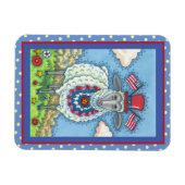 愛国的7月4日羊おもしろいフォーク芸術 マグネット (横)