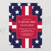 愛国的、旗の日、夏のパーティー、料理招待状 招待状 (正面/裏面)