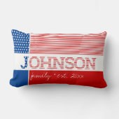 愛国的❤️赤白青🤍💙スターストライプズ家族 ランバークッション (正面)