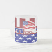 愛国的MT （医療技術者）アメリカ国旗 フロストグラスマグカップ (正面左)