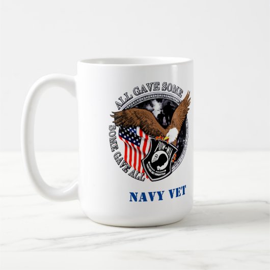 愛国的POW-MIA退役軍人イーグル海軍獣医 コーヒーマグカップ (左)