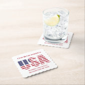 愛国的USAスクエアスキャロップド紙コースター ペーパーコースター (インサイチュ)