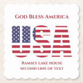 愛国的USAスクエアスキャロップド紙コースター ペーパーコースター (正面)