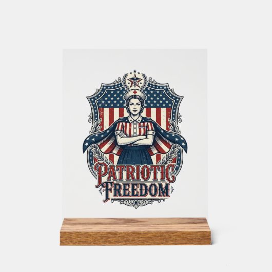愛国看護師ベクターグラフィックTシャツ_1 アクリルサイン (正面)