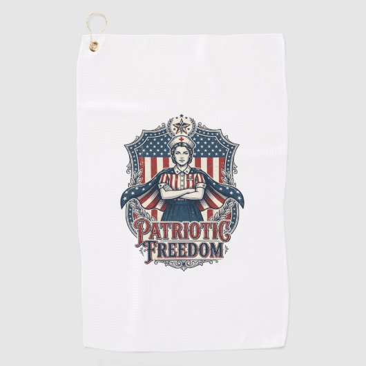 愛国看護師ベクターグラフィックTシャツ_1 ゴルフタオル (正面)