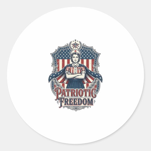 愛国看護師ベクターグラフィックTシャツ_1 ラウンドシール (正面)