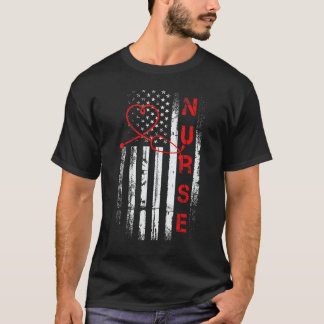 愛国看護師 アメリカ国旗 看護婦 Tシャツ
