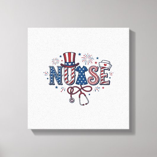 愛国看護師 ビンテージ 彫刻 ベクター デザイン_1 キャンバスプリント (正面)