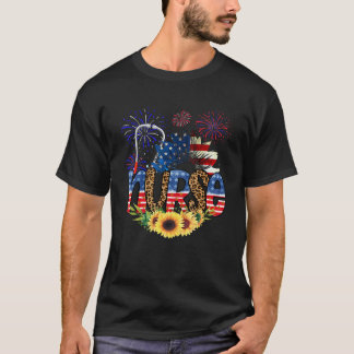 愛国看護師 7月4日 アメリカ国旗 ヒマワリ Tシャツ