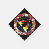 愛国神の国の消防の循環ロゴ スタンダードカクテルナプキン (角)